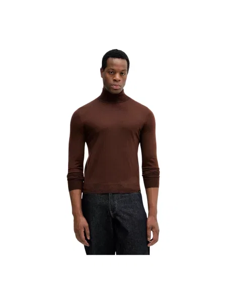 Colmar sweter wełniany lekki z golferm brązowy