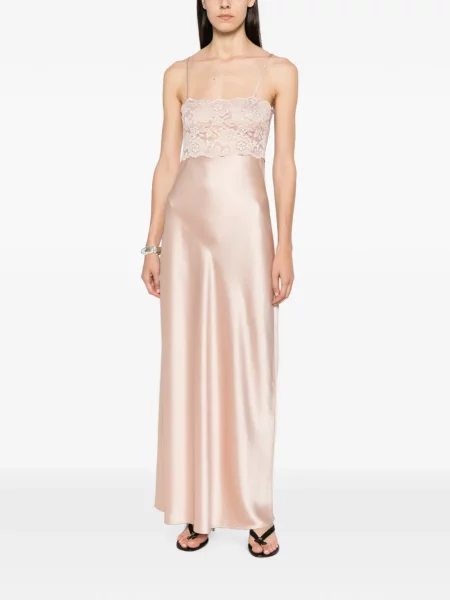 Rochie maxi Aya Muse din dantelă roz