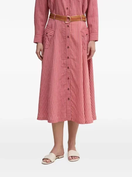 Spódnica midi La Petite Française w paski do kolan czerwona