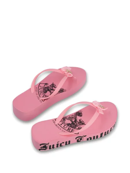 Șlapi Juicy Couture cu funde cu pană roz