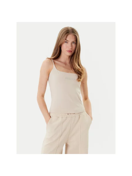 Guess Marškinėliai Slim Fit smėlio