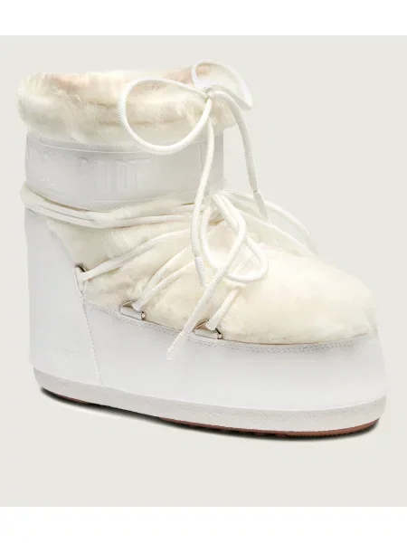 Cizme Moon Boot de lână alb