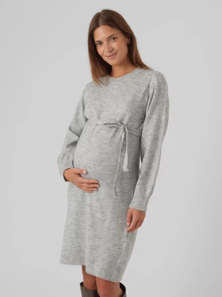 MAMALICIOUS Pletena obleka New Anne pegasto siva