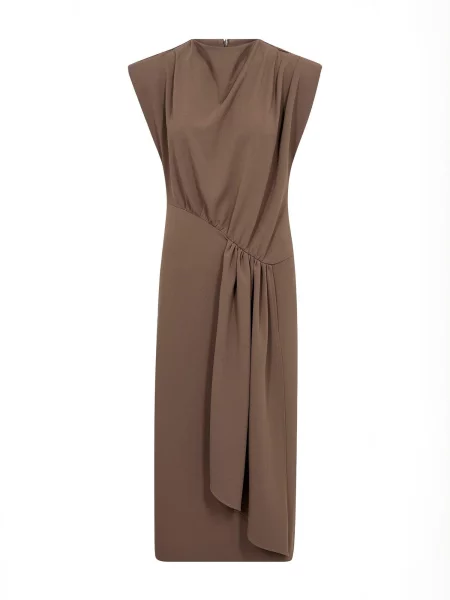 Co'couture Rochie FalconCC Pleat deschis maro