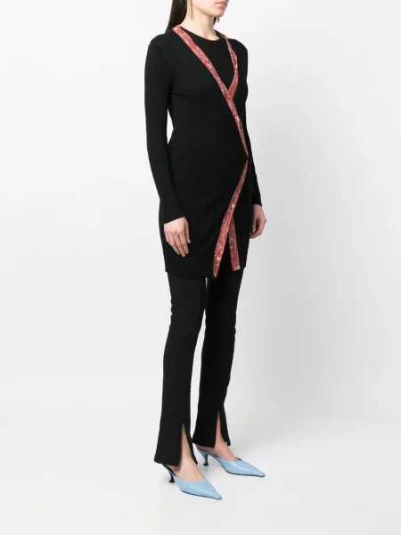 Zavinovací žebrovaný kardigan Jean Paul Gaultier Pre-owned černý