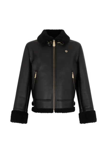 Bunda Philipp Plein z ovčí kůže černá