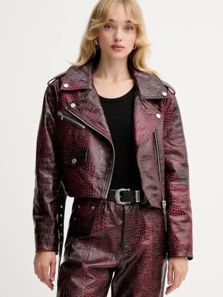 Кожено яке Gestuz преходен модел червено