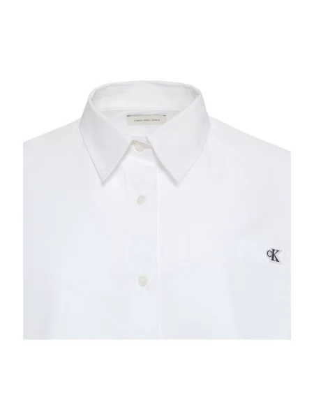 Decupat bluză Calvin Klein Jeans din poplin alb
