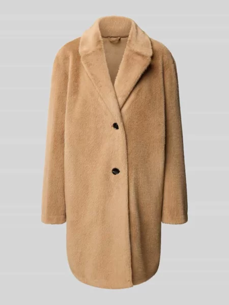 Płaszcz ze sztucznego futra z kołnierzem z połami White Label