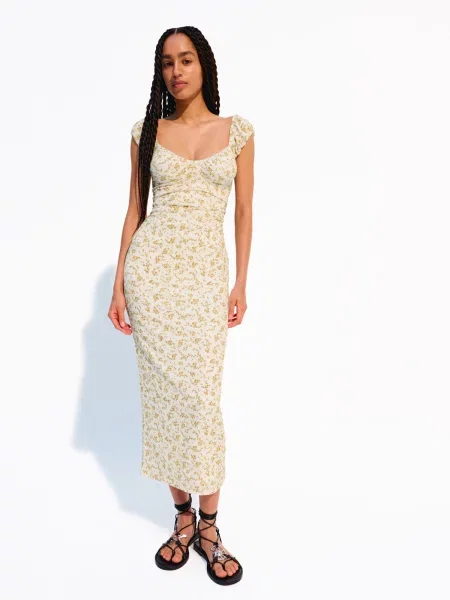 Bershka Rochie de vară galben alb