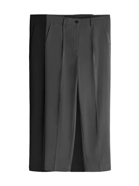 The Set Kalhoty se sklady v pase antracitová černá