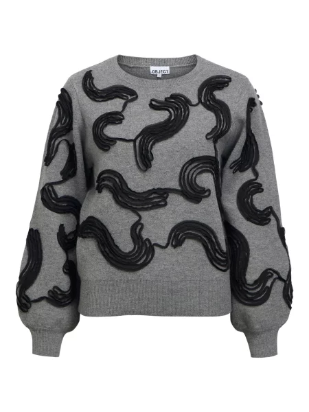 OBJECT Pulover OBJFarah gri amestecat negru