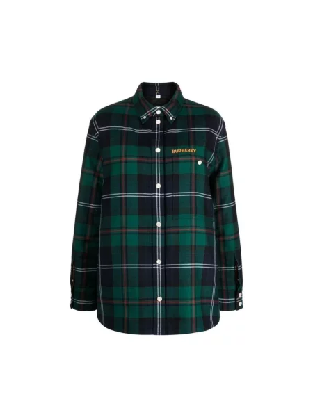 Kurtka koszulowa Burberry wełniana z nadrukiem zielona