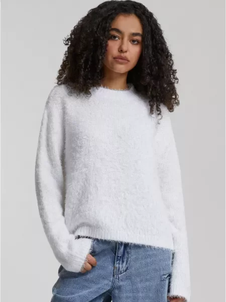 Pulover Urban Classics cu pene alb