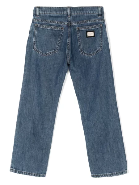 Jeansy straight leg dziecięce Dolce And Gabbana niebieskie