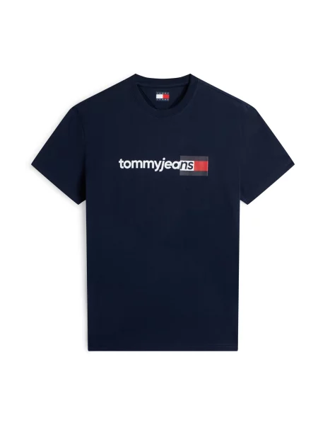 Tommy Jeans Tricou ENTRY DNA albastru închis / roșu alb