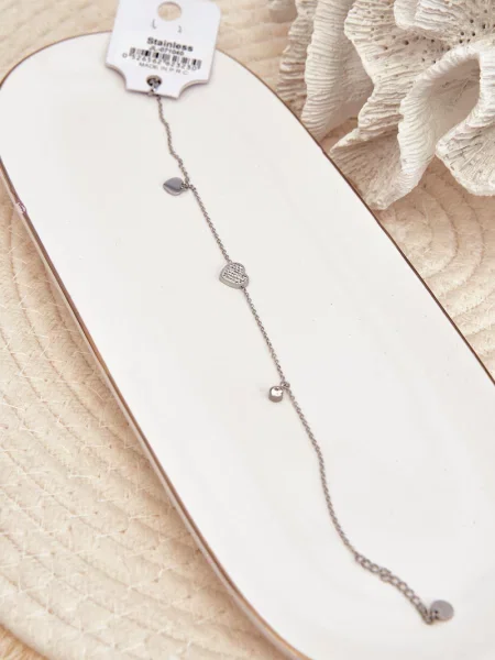 Brăţară Kesi cu motiv cu inimi argintiu