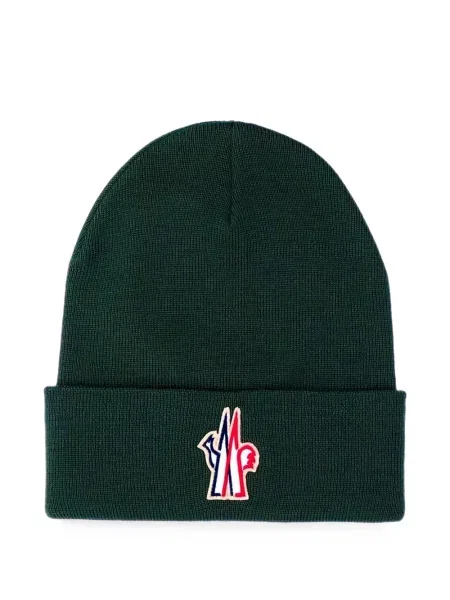Căciulă Moncler Grenoble tricotate cu autograf verde