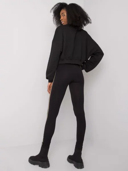 Pruhované legíny Fashionhunters čierna