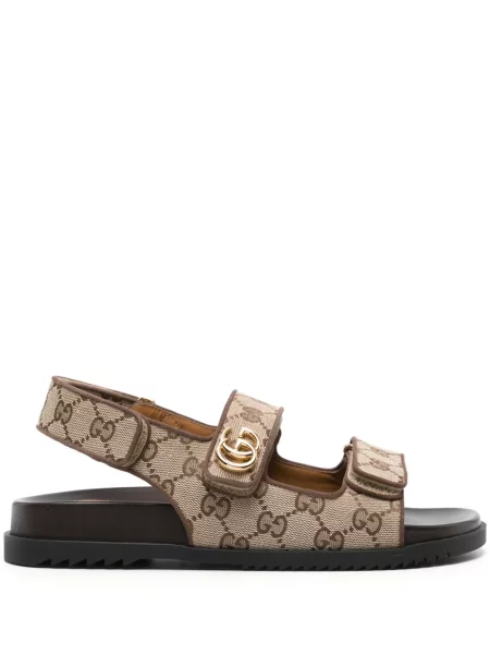 Sandale Gucci din canvas maro