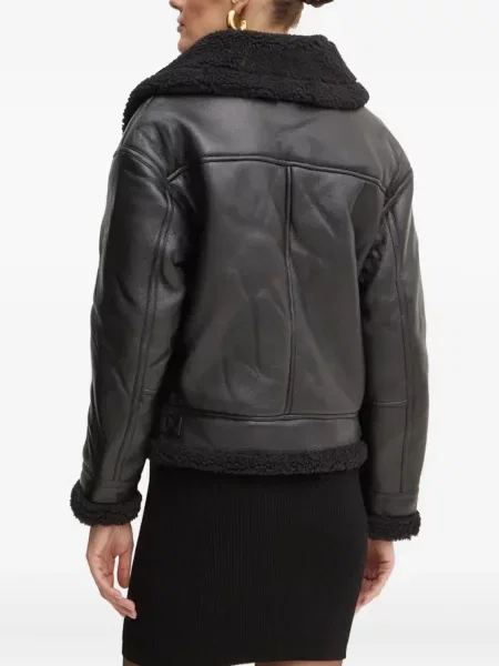 Geacă Bardot din fleece cu cataramă negru