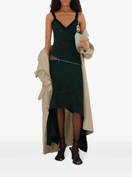 Asimetriška kostiumas midi suknelė Burberry iki kelių žalia