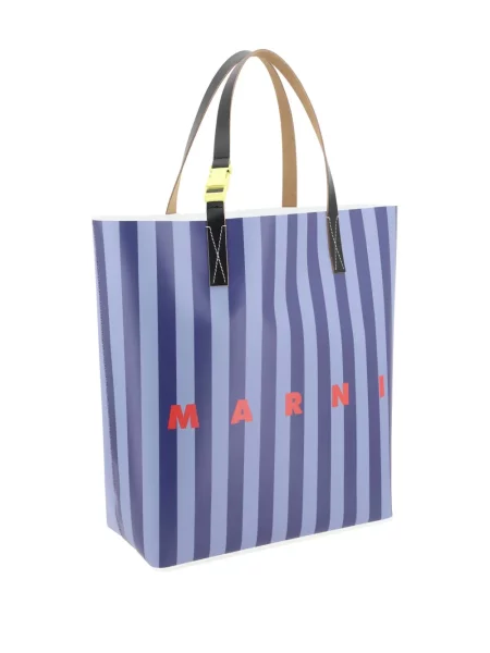 Torba Marni w paski niebieska