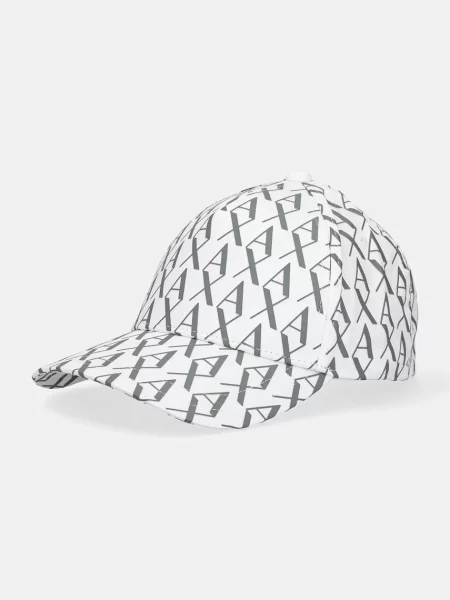 Шапка с козирка Armani Exchange черно с десен бяло