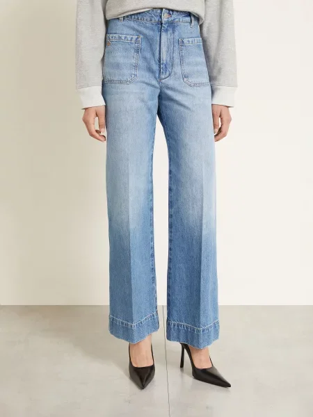 Victoria Beckham Džíny S Širokými Nohavicemi Alina worn blue wash modré