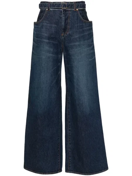 Blugi Sacai cu talie înaltă albastru