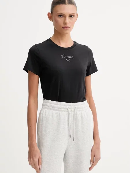 Puma t-shirt γυναικείο Essential Script μαύρο