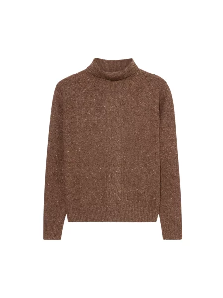 Sweter z golfem Brooks Brothers wełniany do golfa brązowy