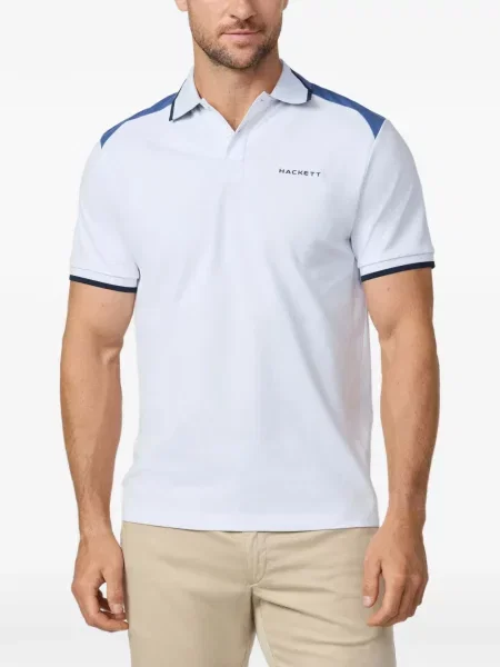 Tricou polo Hackett London cu broderie alb