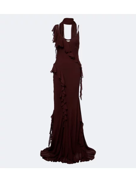 Rochie De La Vali cu volane maro