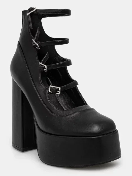 Salonarji Koi Footwear GURREN BLACK STRAPPY PLATFORM HEELS črna