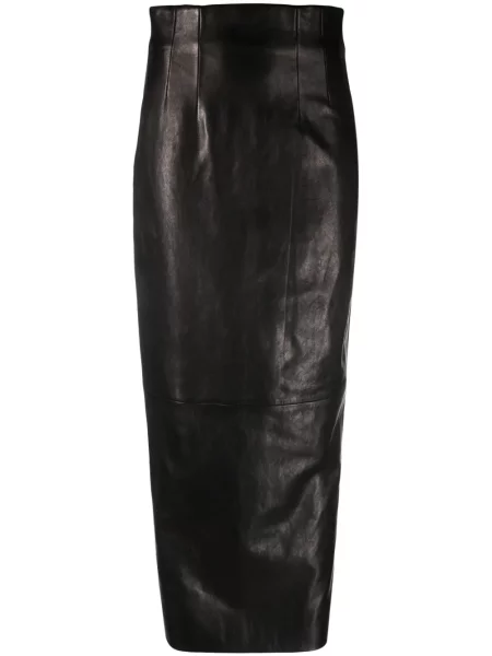 Spódnica skórzana Khaite do kolan czarna