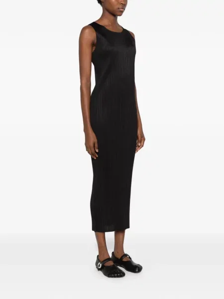 Rochie maxi Pleats Please Issey Miyake fără mâneci negru