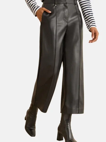 Love & roses Pantaloni cu dungă negru