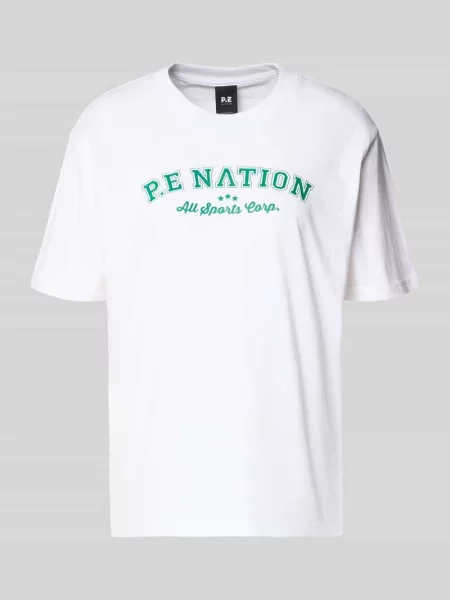 T-shirt z nadrukiem z logo i okrągłym dekoltem P.e Nation biała