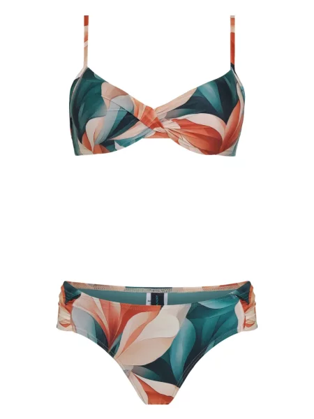 Bikini Lygia & Nanny cu model floral cu imagine verde
