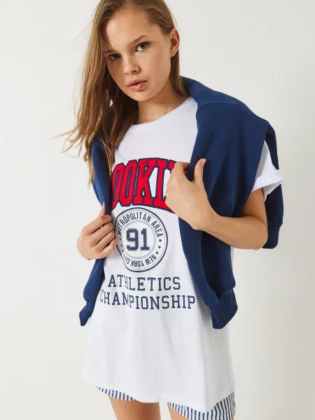 Bianco Lucci Tricou bleumarin / roșu alb