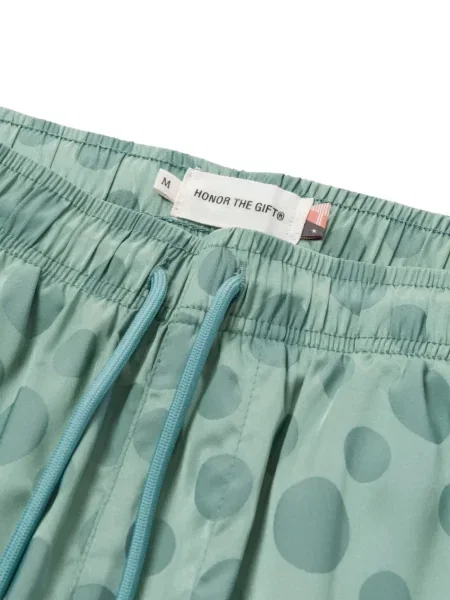 Pantaloni scurți Honor The Gift cu buline din jacard verde
