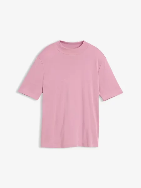 T-shirt z prążkowanej bawełny różowa