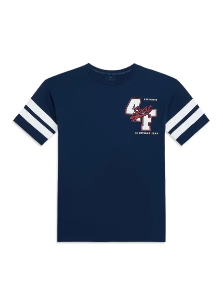4F Junior Tricou funcțional bleumarin / roșu cireș alb
