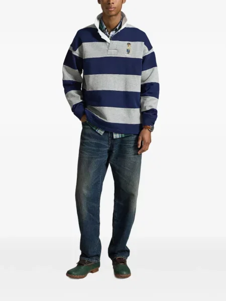 Șosete Polo Ralph Lauren cu model herringbone cu broderie plasă albastru