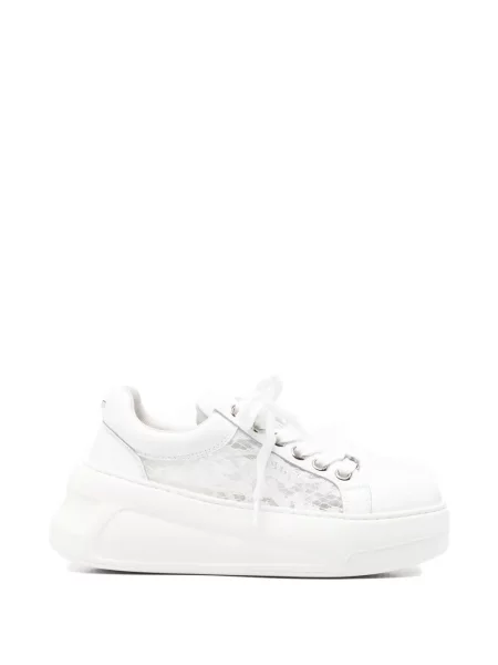 Sneakerși Cult din dantelă alb