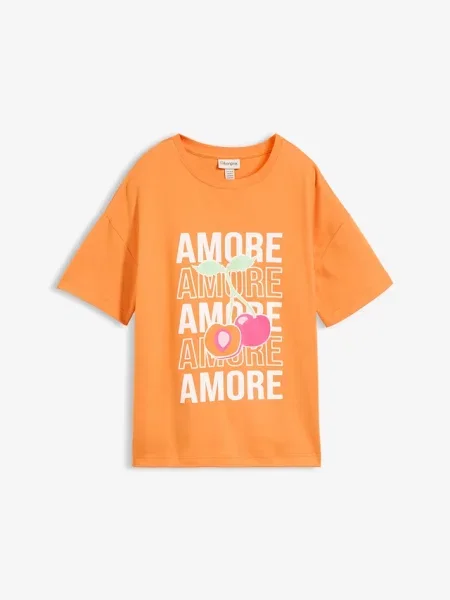 T-shirt oversize z czystej bawełny organicznej pomarańczowa