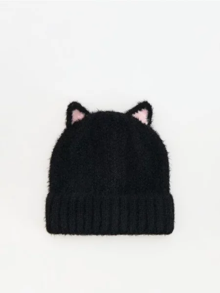 Reserved Čiapka beanie s uškami čierna