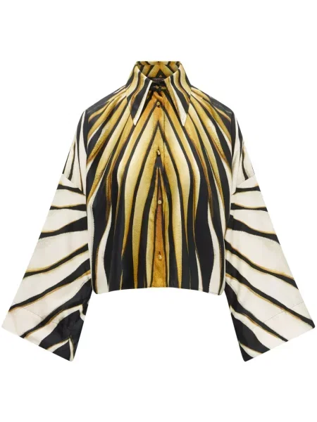 Jedwabna koszula Roberto Cavalli z nadrukiem złota