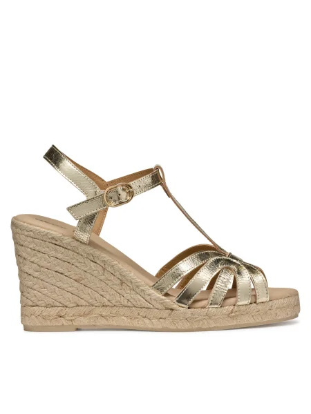 Geox espadrile de piele D GELSA pana auriu